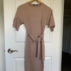Mauve cocktail wrap midi dress